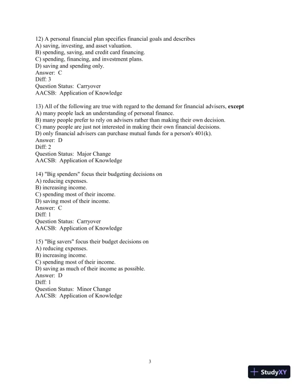 Test Bank for Personal Finance, 7th Edition - Page 5 preview image