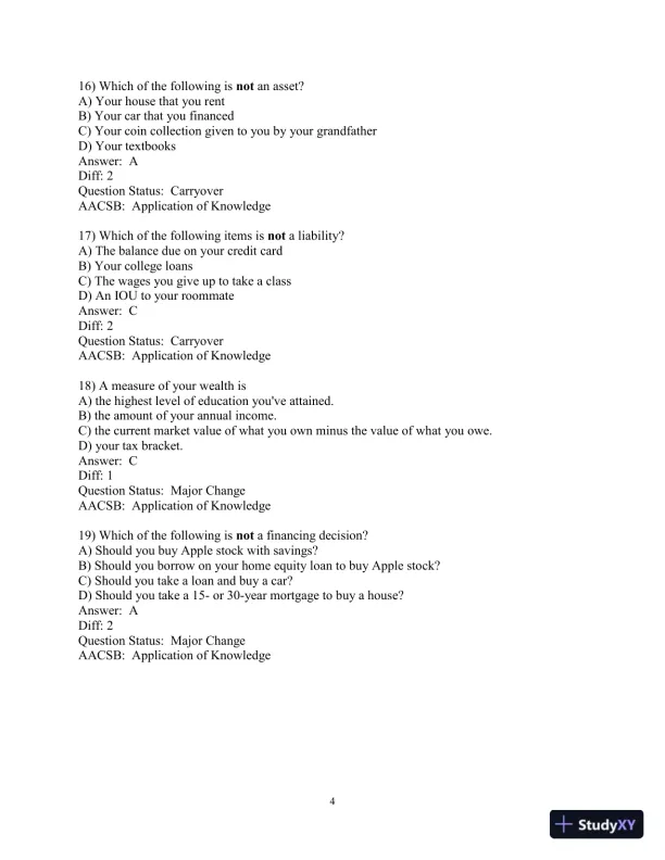 Test Bank for Personal Finance, 7th Edition - Page 6 preview image