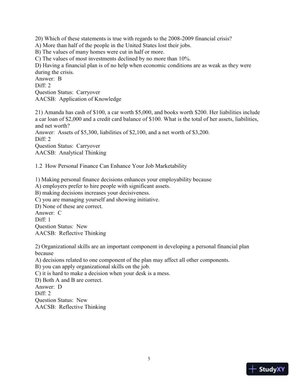 Test Bank for Personal Finance, 7th Edition - Page 7 preview image