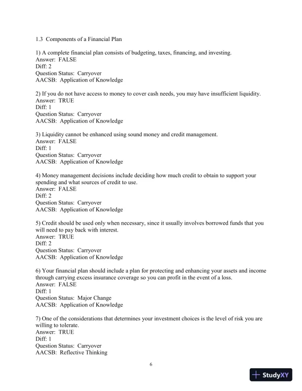 Test Bank for Personal Finance, 7th Edition - Page 8 preview image