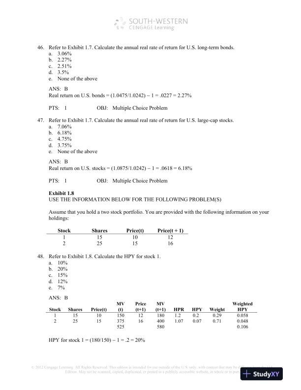 Test Bank For Investment Analysis And Portfolio Management, 10th Edition - Page 15 preview image