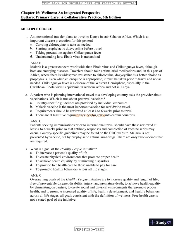 Test Bank for Primary Care: A Collaborative Practice, 6th Edition (Chapters 1-228) - Page 22 preview image
