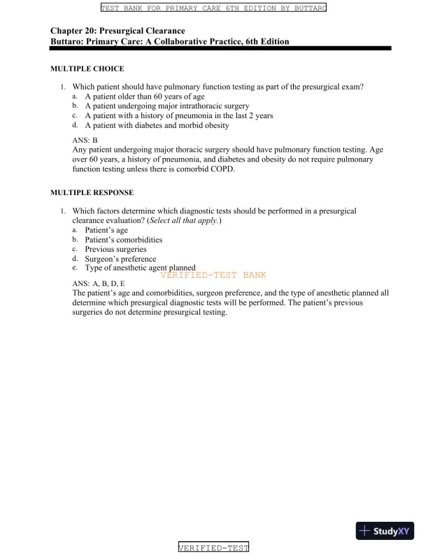 Test Bank for Primary Care: A Collaborative Practice, 6th Edition (Chapters 1-228) - Page 26 preview image