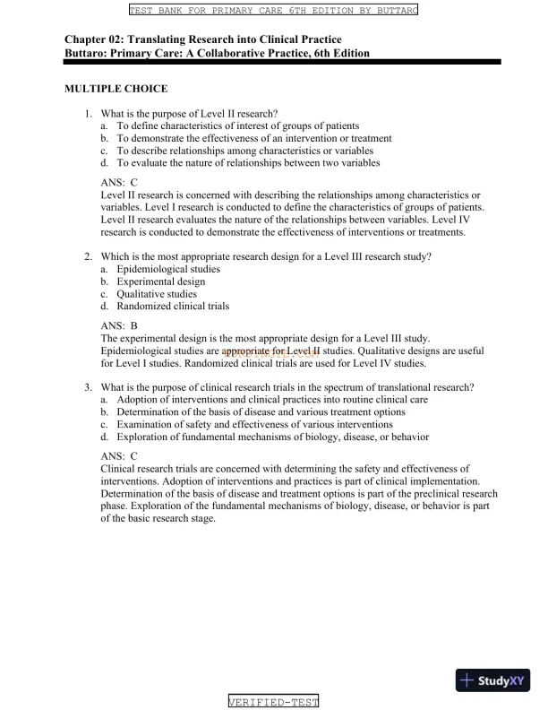 Test Bank for Primary Care: A Collaborative Practice, 6th Edition (Chapters 1-228) - Page 4 preview image