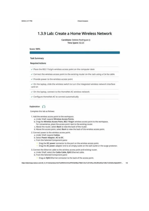 Lab Create a Home Wireless Network - Page 1 preview image