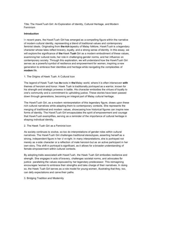 The Hawk Tuah Girl An Exploration of Identity, Cul - Page 1 preview image
