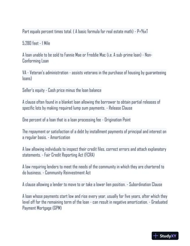 2024 Champion School of Real Estate Finance Practice Exam With Answers (145 Solved Questions) - Page 3 preview image