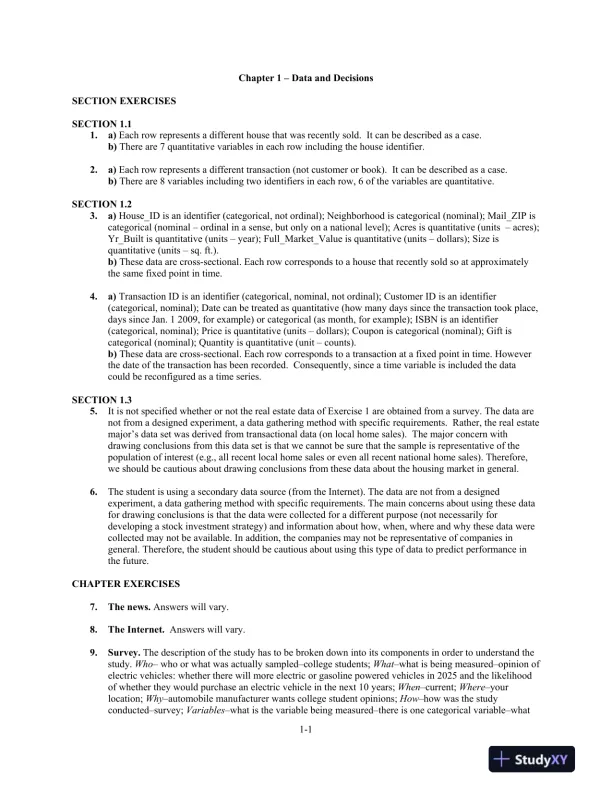Solution Manual for Business Statistics: A First Course, 3rd Edition - Page 3 preview image