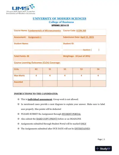 University of Modern Sciences College of Business - Page 1 preview image