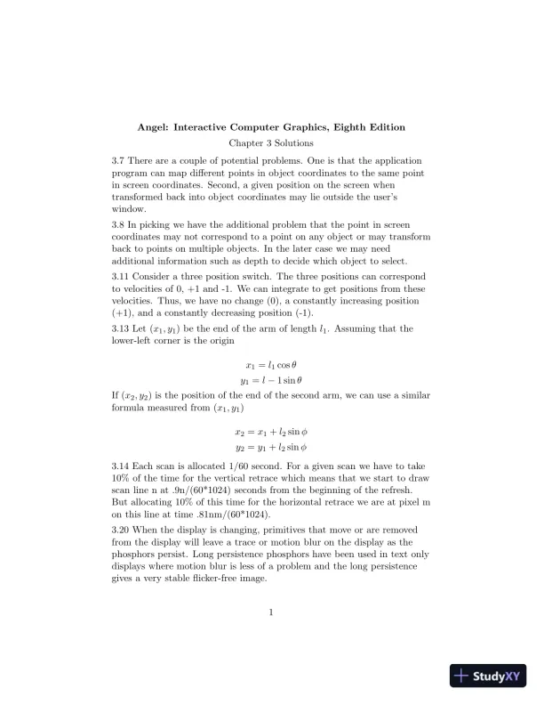 Solution Manual for Interactive Computer Graphics, 8th Edition - Page 8 preview image