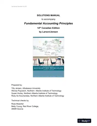 Fundamental Accounting Principles, Volume 2, 14th Canadian Edition Solution Manual - Page 1 preview image