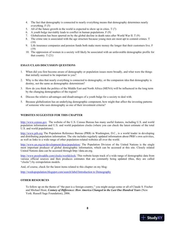 Population: An Introduction to Concepts and Issues 12th Edition Test Bank - Page 10 preview image