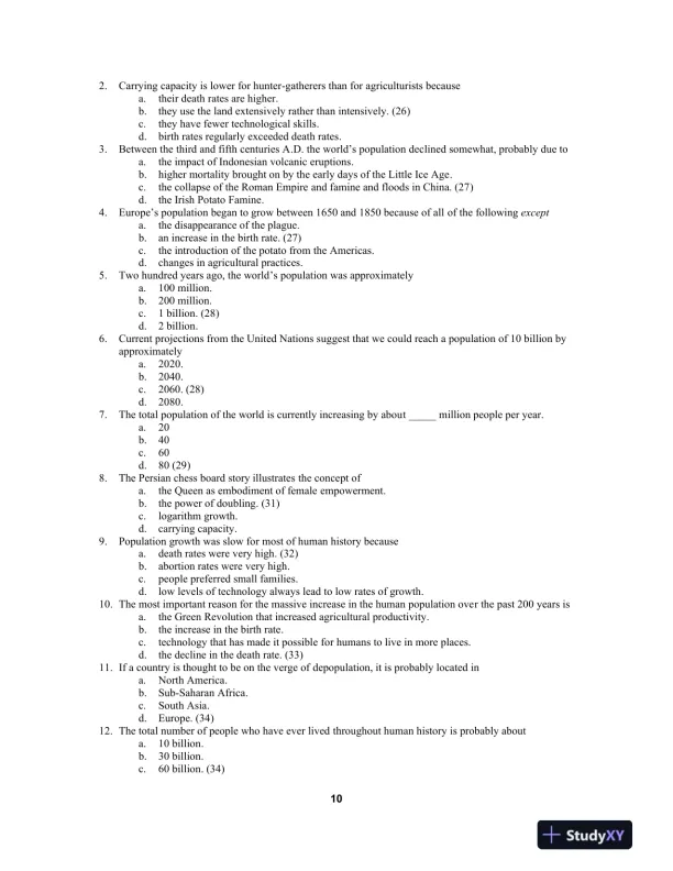 Population: An Introduction to Concepts and Issues 12th Edition Test Bank - Page 12 preview image