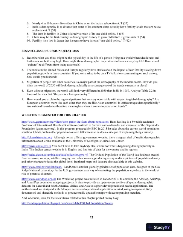 Population: An Introduction to Concepts and Issues 12th Edition Test Bank - Page 14 preview image