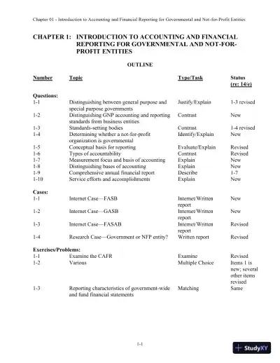 Solution Manual for Accounting for Governmental and Nonprofit Entities, 15th edition - Page 1 preview image