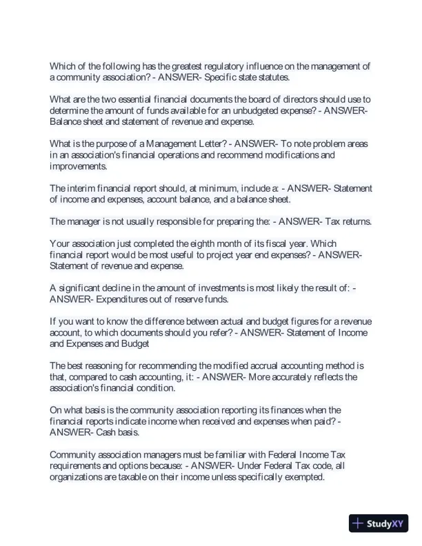 2023 CMCA Real Exam with Answers (191 Solved Questions) - Page 6 preview image