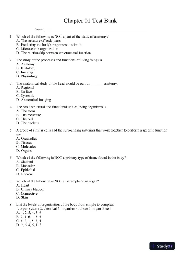 Seeley's Principles of Anatomy and Physiology 2nd Edition Test Bank - Page 1 preview image