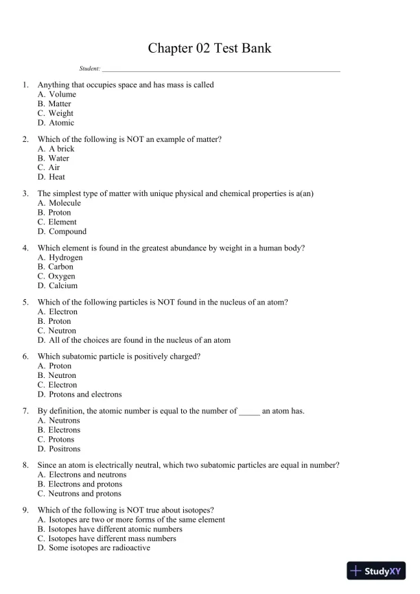 Seeley's Principles of Anatomy and Physiology 2nd Edition Test Bank - Page 21 preview image