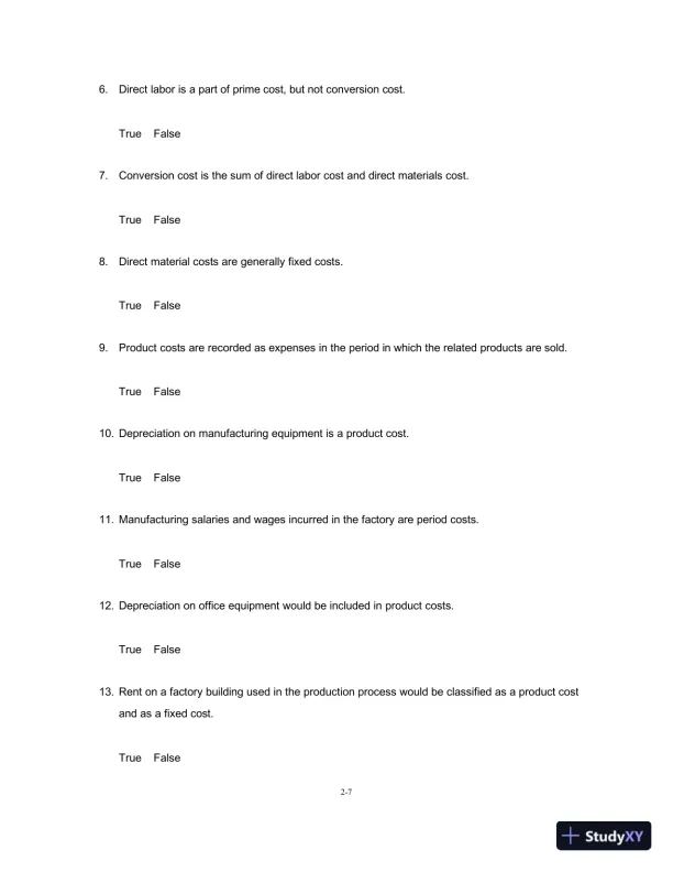 Test Bank For Managerial Accounting, 15th Edition - Page 3 preview image