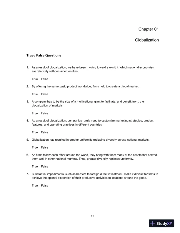 Test Bank For Global Business Today, 8th Edition - Page 1 preview image