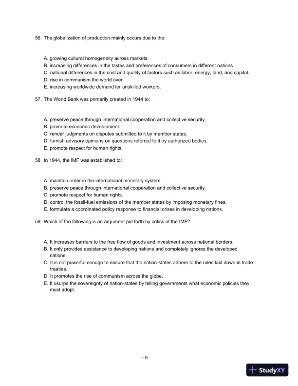 Test Bank For Global Business Today, 8th Edition - Page 11 preview image