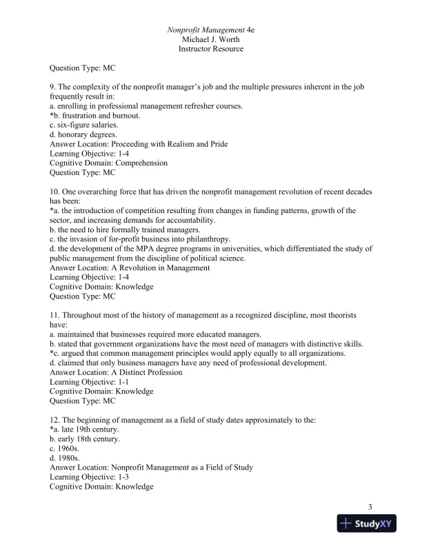Nonprofit Management: Principles and Practice Fourth Edition Test Bank - Page 4 preview image