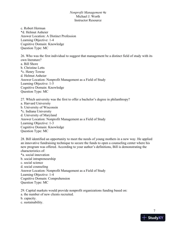Nonprofit Management: Principles and Practice Fourth Edition Test Bank - Page 8 preview image