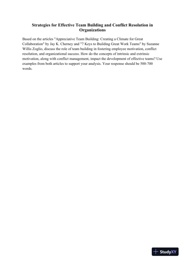 Strategies for Effective Team Building and Conflict Resolution in Organizations - Page 1 preview image