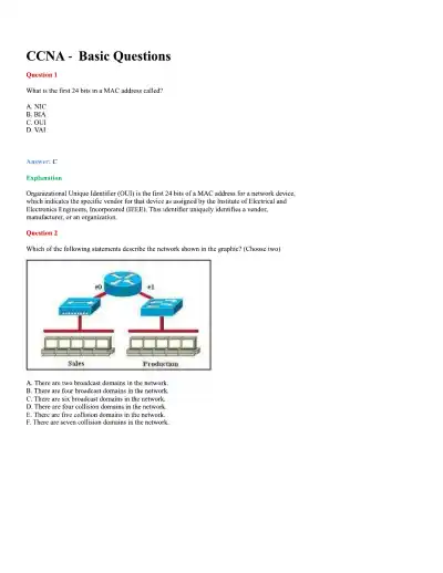 CCNA Basic Questions - Page 1 preview image