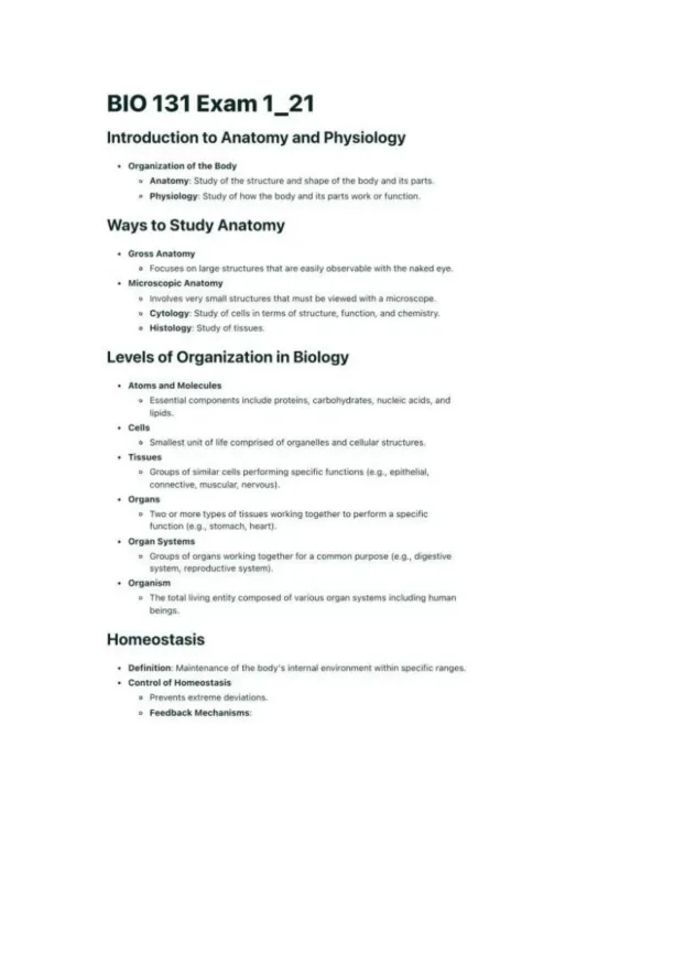 Bio Exam 1 Notes - Page 1 preview image