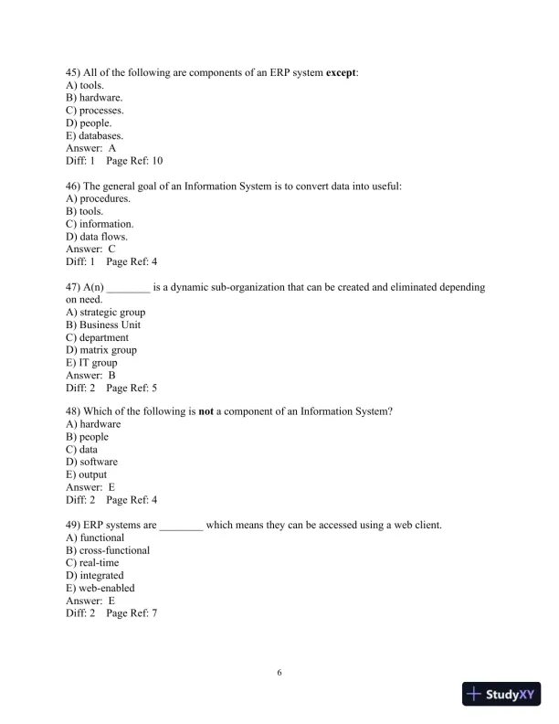 Test Bank For Enterprise Systems For Management, 2nd Edition - Page 7 preview image