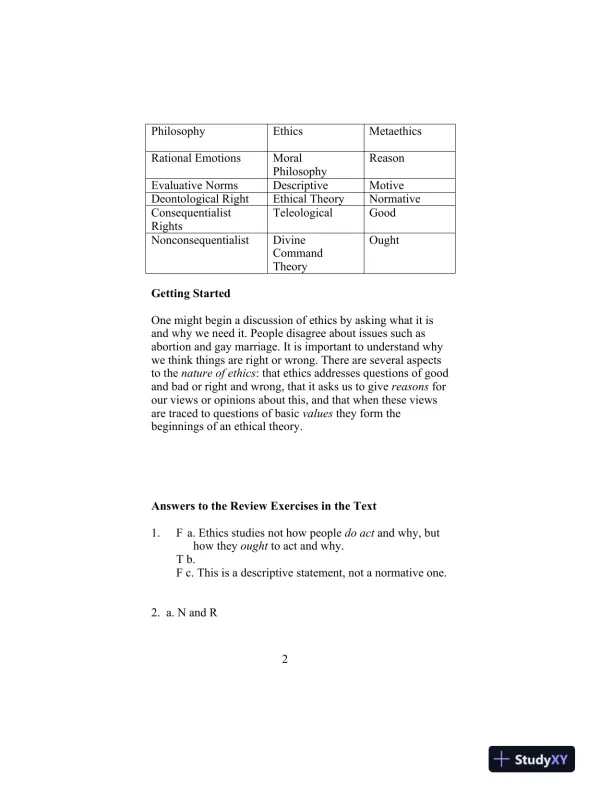 Solution Manual for Ethics: Theory and Contemporary Issues , 8th Edition - Page 3 preview image