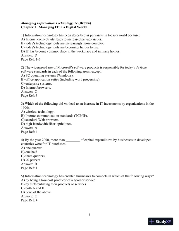 Solution Manual For Managing Information Technology, 7th Edition - Page 1 preview image