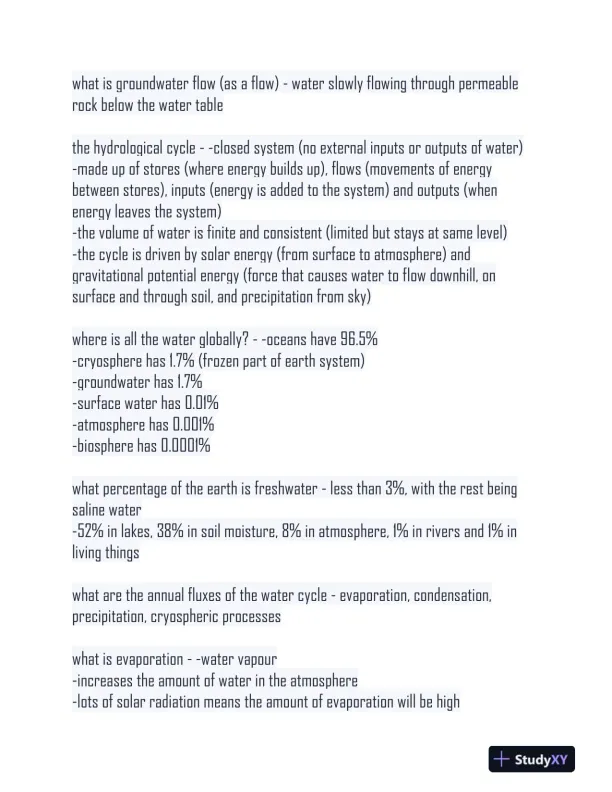 The Water Cycle And Water Insecurity Notes With Answers (134 Solved Questions) - Page 4 preview image