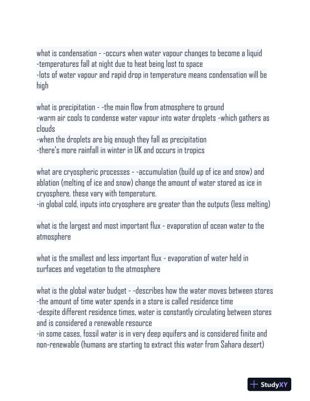 The Water Cycle And Water Insecurity Notes With Answers (134 Solved Questions) - Page 5 preview image