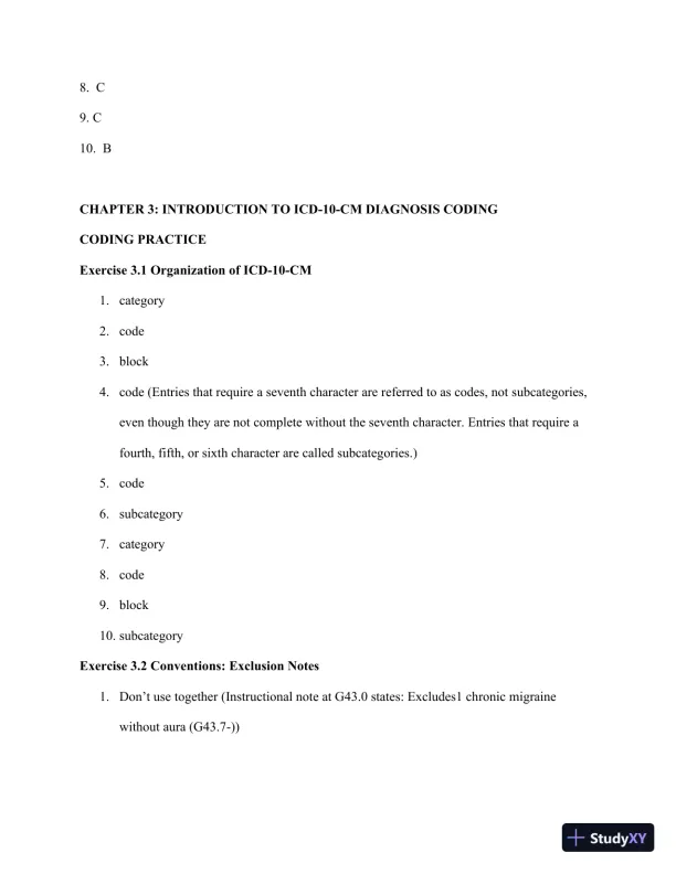 Solution Manual for Pearson's Comprehensive Medical Coding, 2nd Edition - Page 9 preview image