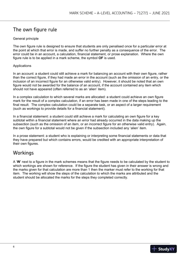 2021 AQA A-level Accounting Paper 1 7127/1 with Answers (17 Solved Questions) - Page 7 preview image