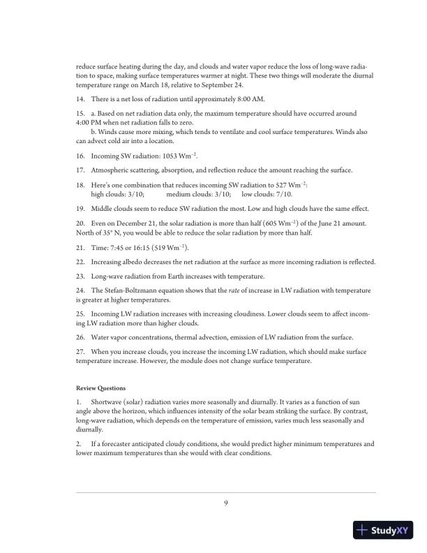 Solution Manual for Exercises for Weather and Climate, 8th Edition - Page 12 preview image