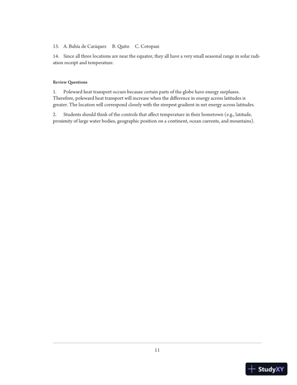 Solution Manual for Exercises for Weather and Climate, 8th Edition - Page 14 preview image