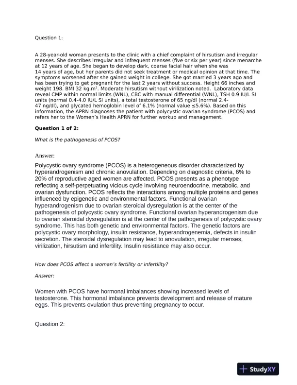 NURS6501 Pathophysiology Week 7 With Answers (21 Solved Questions) - Page 1 preview image