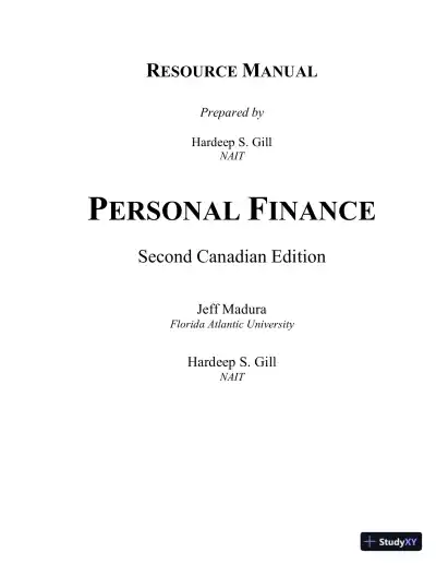 Personal Finance, Second Canadian Edition Solution Manual - Page 1 preview image