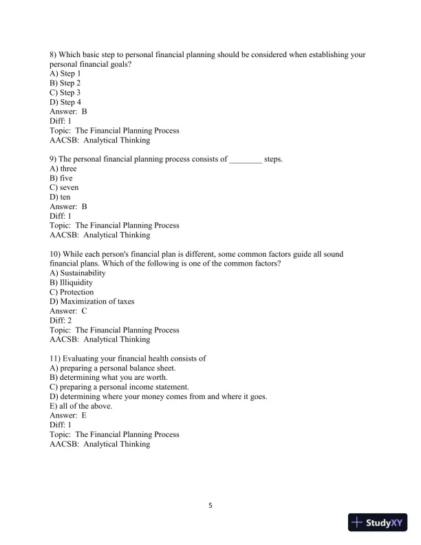 Test Bank for Personal Finance, 8th Edition - Page 7 preview image