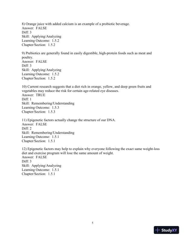 Test Bank for Nutrition: An Applied Approach, 5th Edition - Page 27 preview image