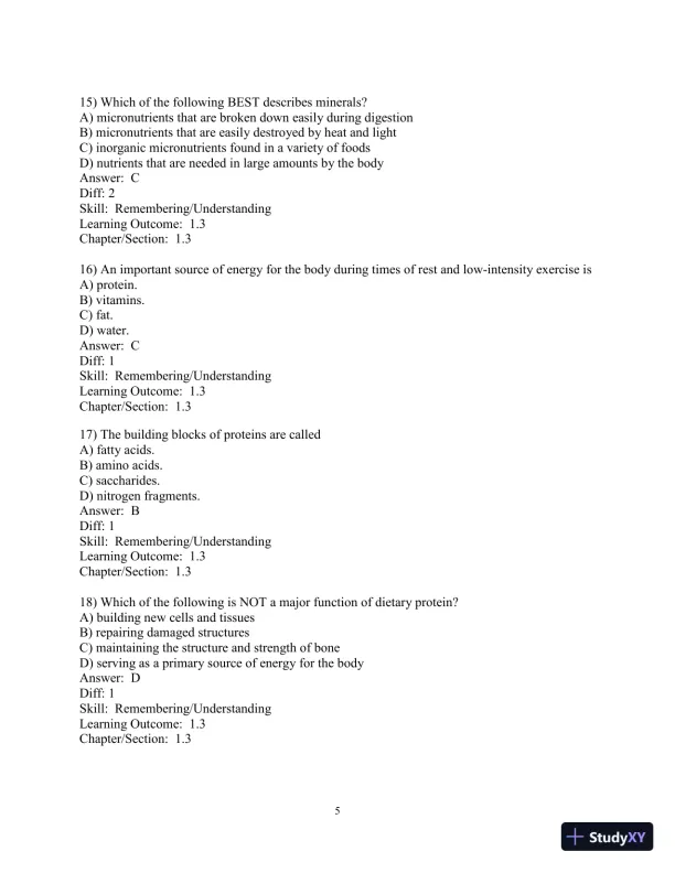 Test Bank for Nutrition: An Applied Approach, 5th Edition - Page 6 preview image