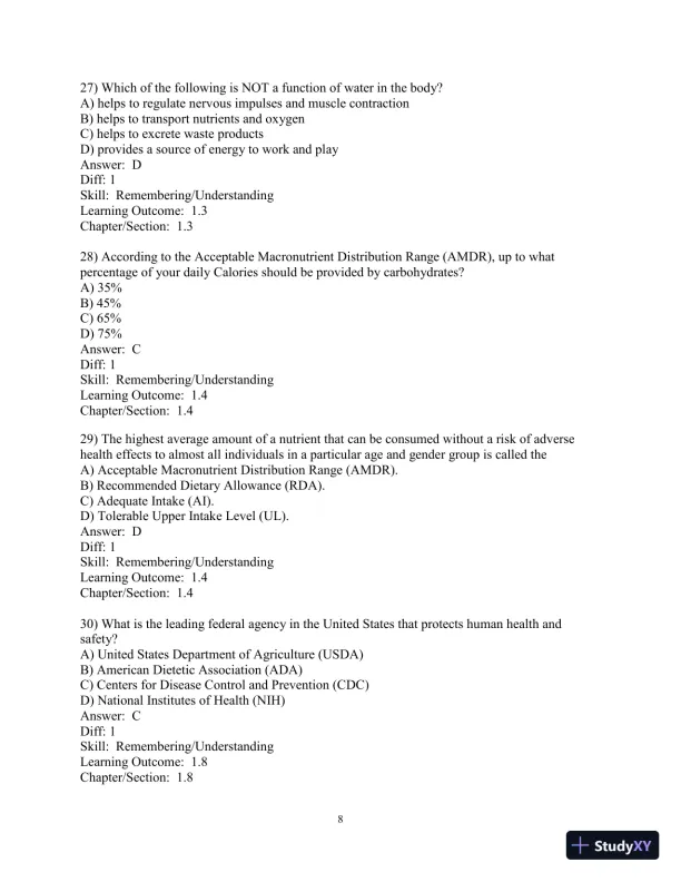 Test Bank for Nutrition: An Applied Approach, 5th Edition - Page 9 preview image