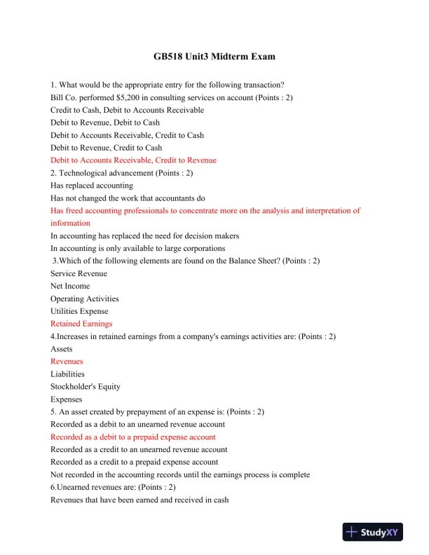 GB518 Unit3 Midterm Exam - Page 1 preview image