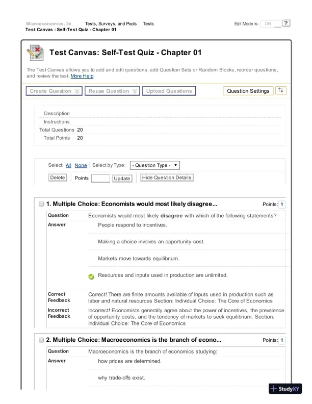 Microeconomics, 3rd Edition Test Bank - Page 1 preview image