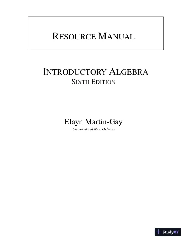 Solution Manual for Introductory Algebra, 6th Edition - Page 1 preview image