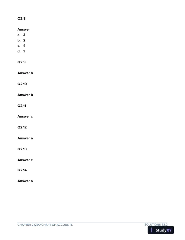 Solution Manual For Computer Accounting with QuickBooks Online, 2nd Edition - Page 13 preview image