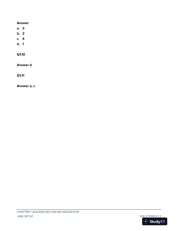 Solution Manual For Computer Accounting with QuickBooks Online, 2nd Edition - Page 3 preview image